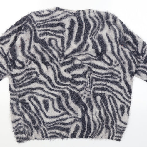 Wallis Womens Grey Animal Print  Pullover Jumper Size M