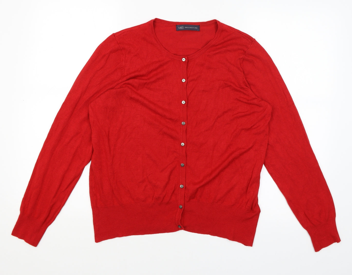 M&S Womens Red   Cardigan Jumper Size 16