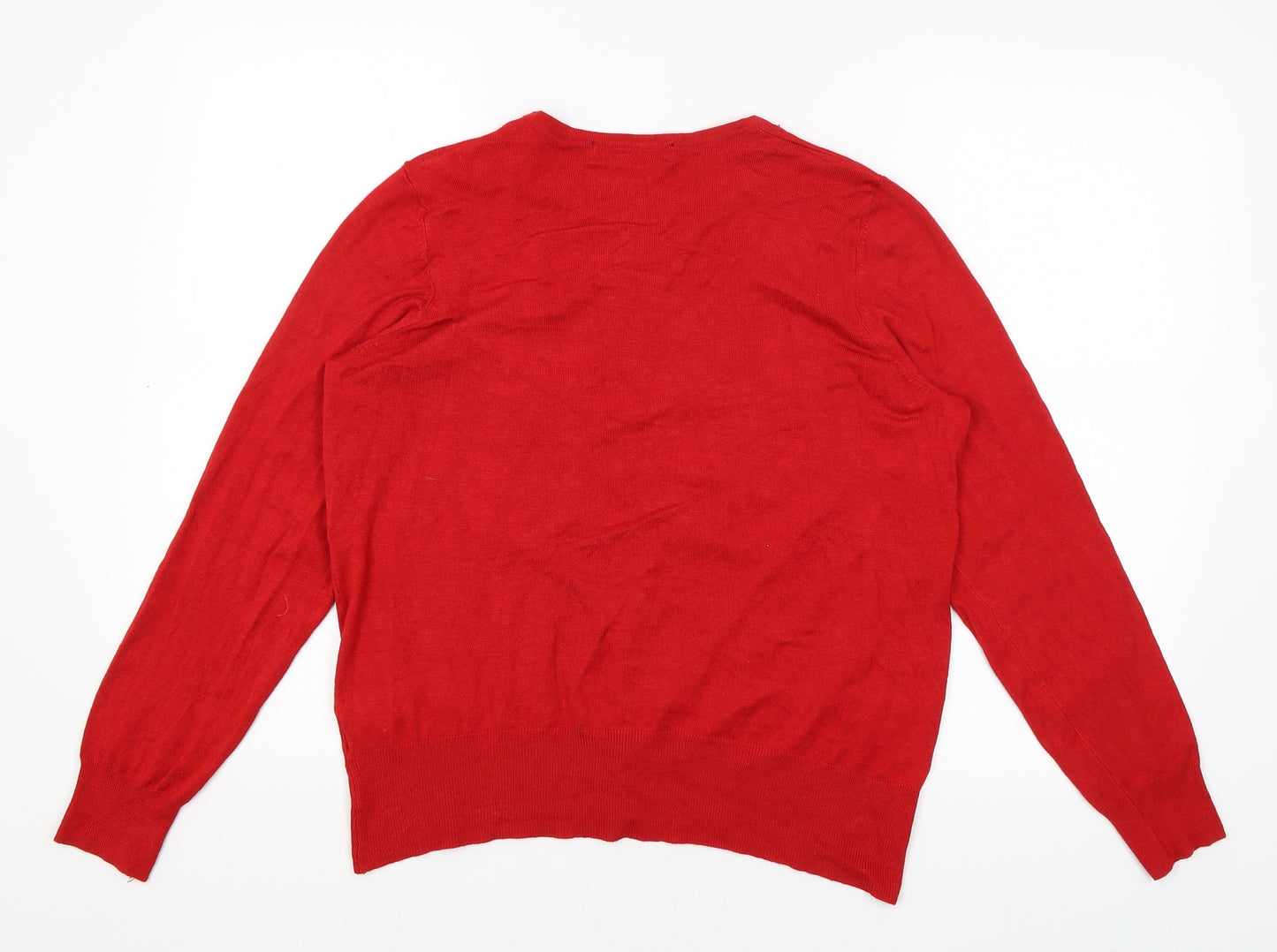 M&S Womens Red   Cardigan Jumper Size 16