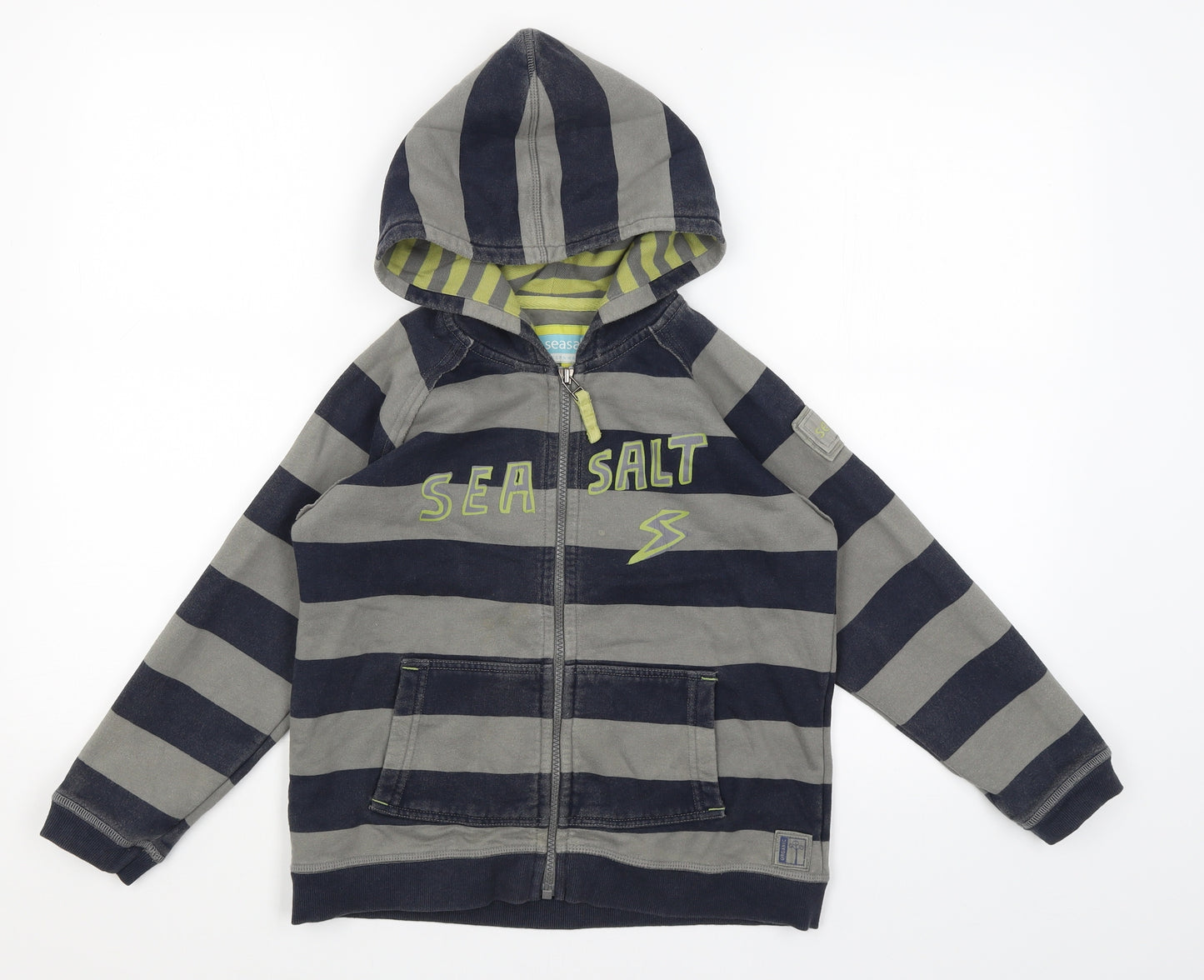 Sea Salt Boys Grey Striped  Full Zip Hoodie Size 8 Years