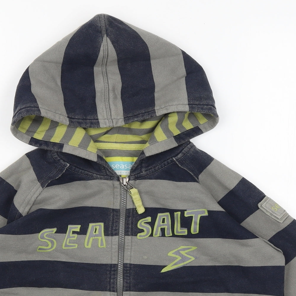 Sea Salt Boys Grey Striped  Full Zip Hoodie Size 8 Years