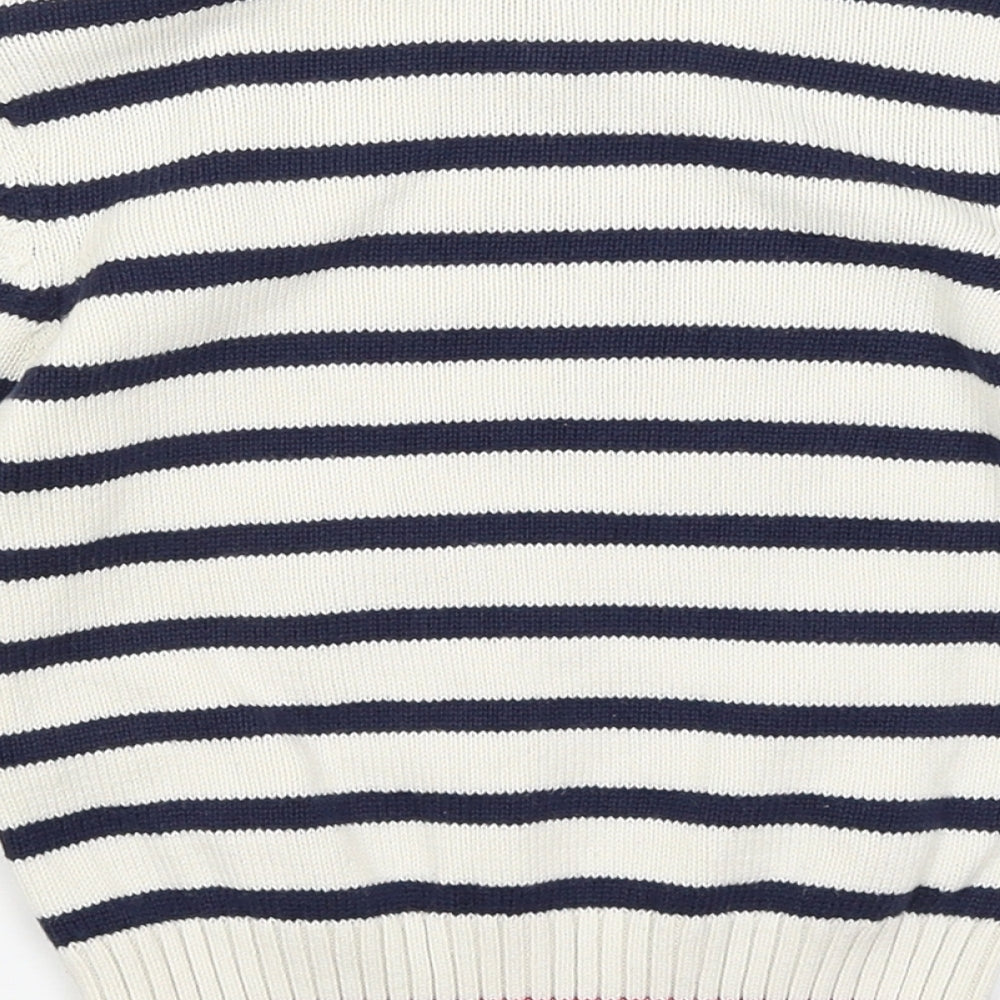 Monsoon Boys White Striped  Pullover Jumper Size 3-4 Years  - Boat