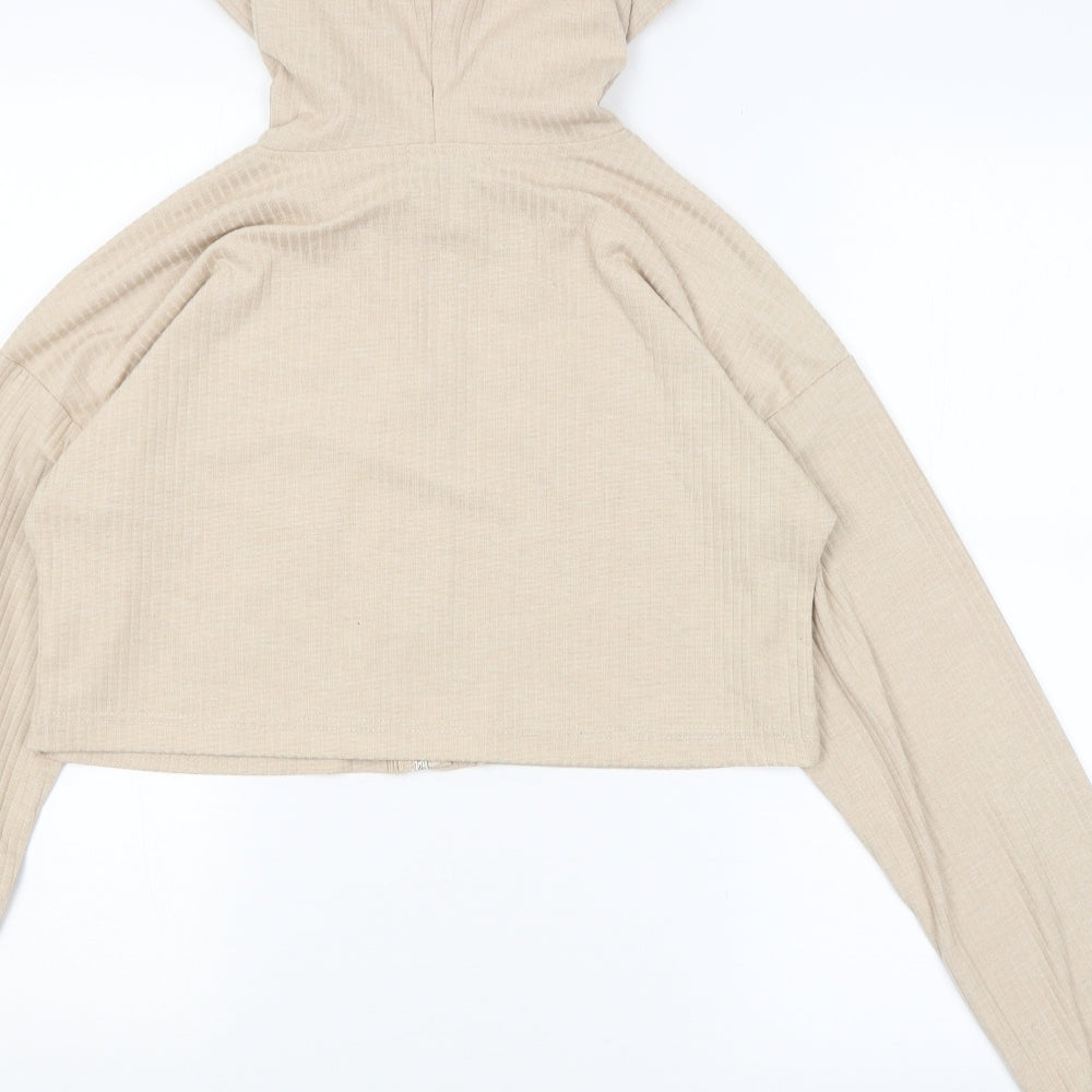 Missguided Womens Beige   Full Zip Hoodie Size 8