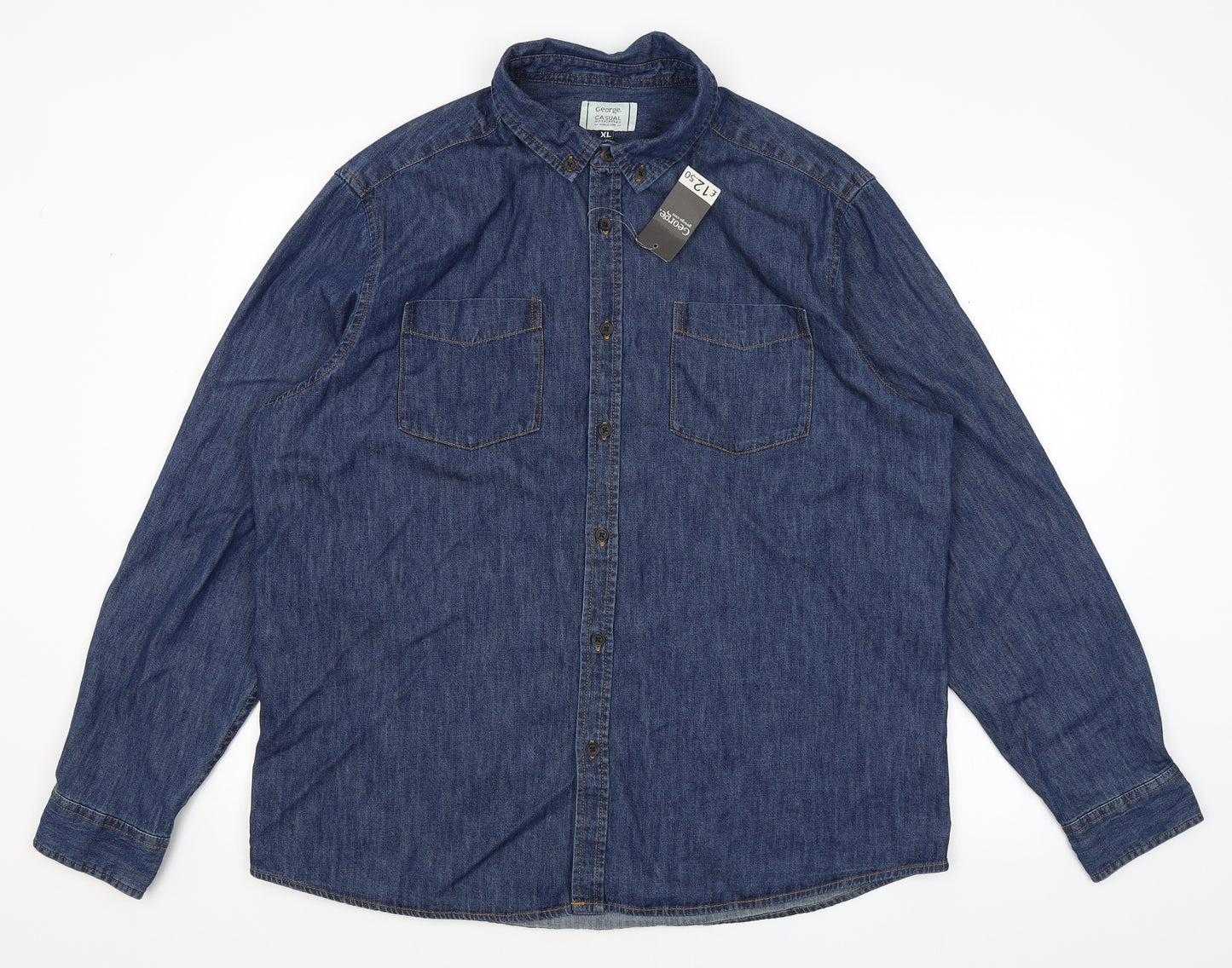 George Mens Blue    Button-Up Size XL