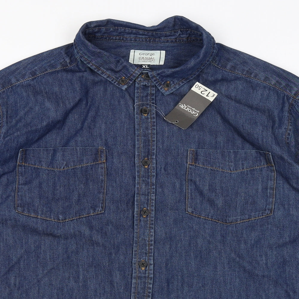 George Mens Blue    Button-Up Size XL