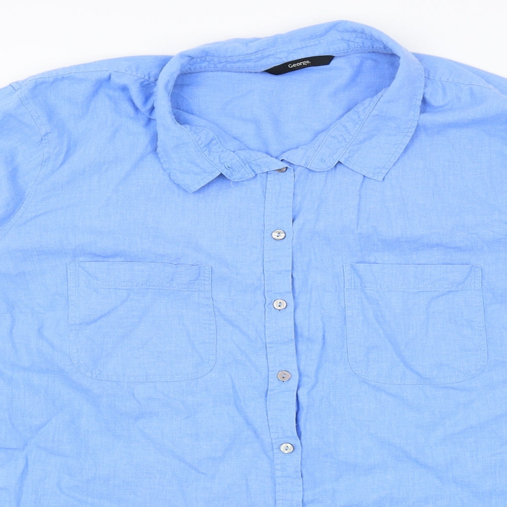 George Womens Blue   Basic Button-Up Size 20