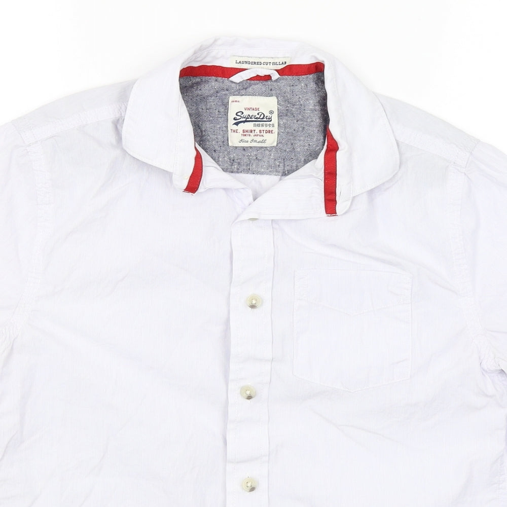 Superdry Mens White Striped   Button-Up Size S