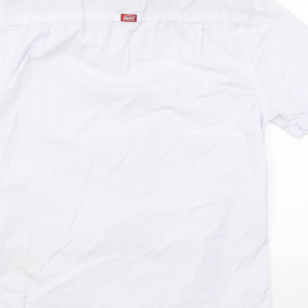 Superdry Mens White Striped   Button-Up Size S