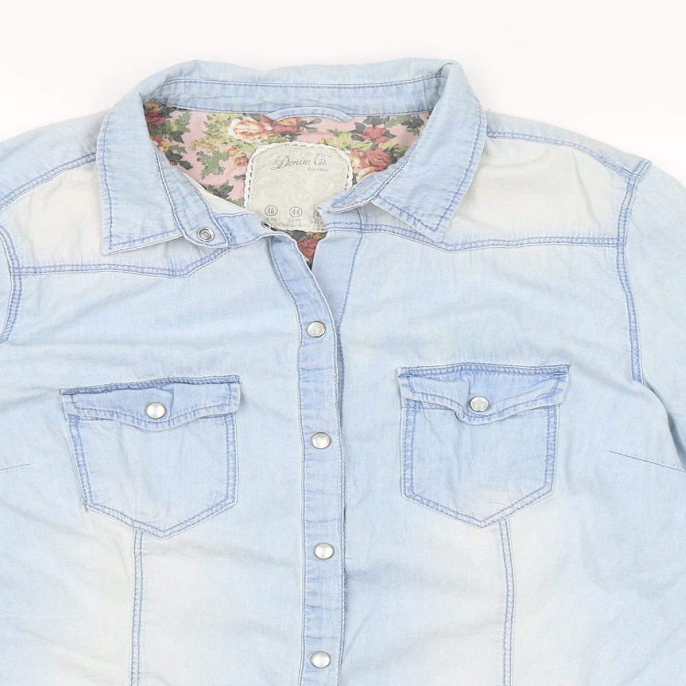 Denim Co Womens Blue   Basic Button-Up Size 16