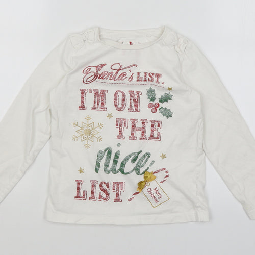 TU Girls White   Basic T-Shirt Size 7 Years  - Santa's List