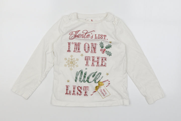 TU Girls White Basic T-Shirt Size 7 Years - Santa's List