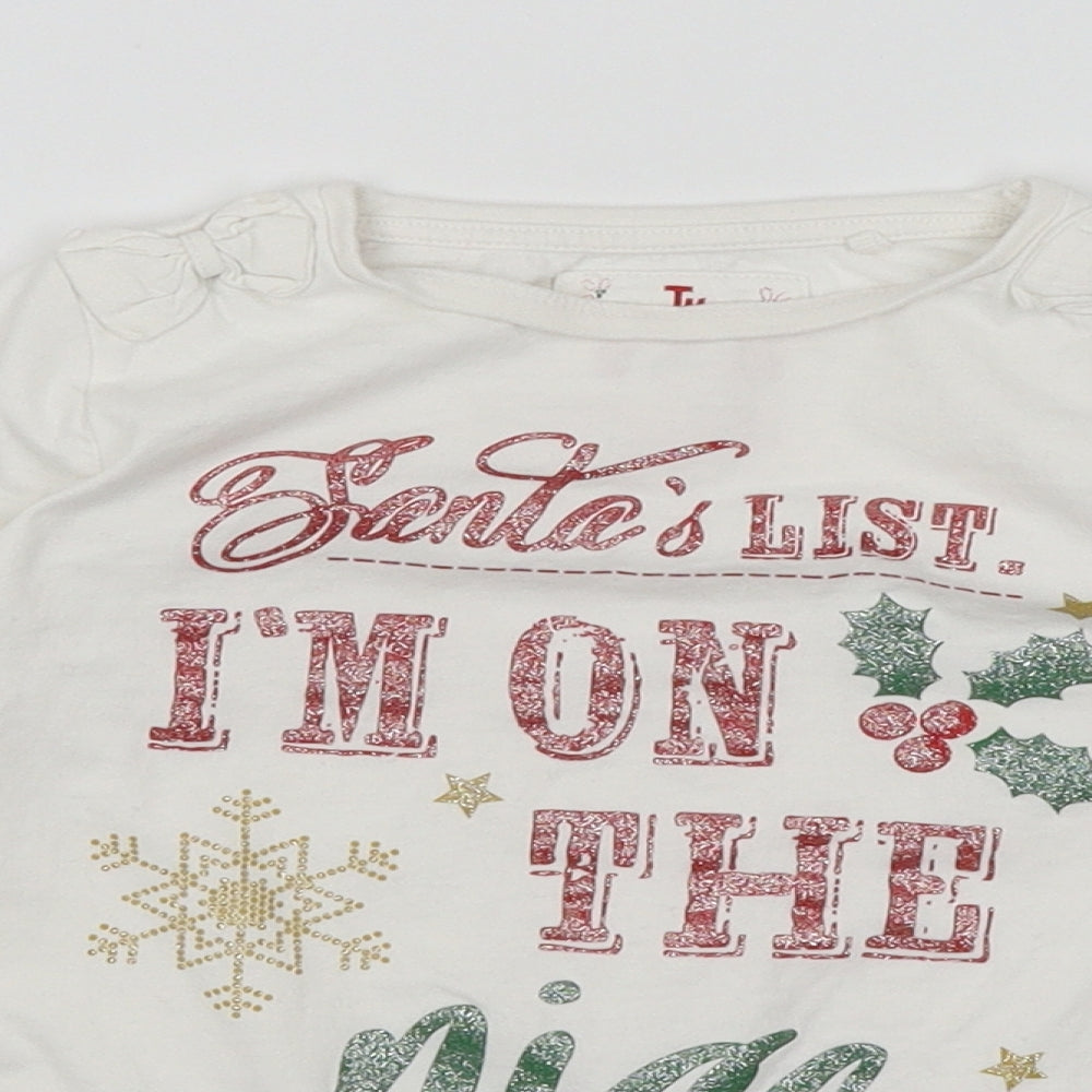TU Girls White   Basic T-Shirt Size 7 Years  - Santa's List