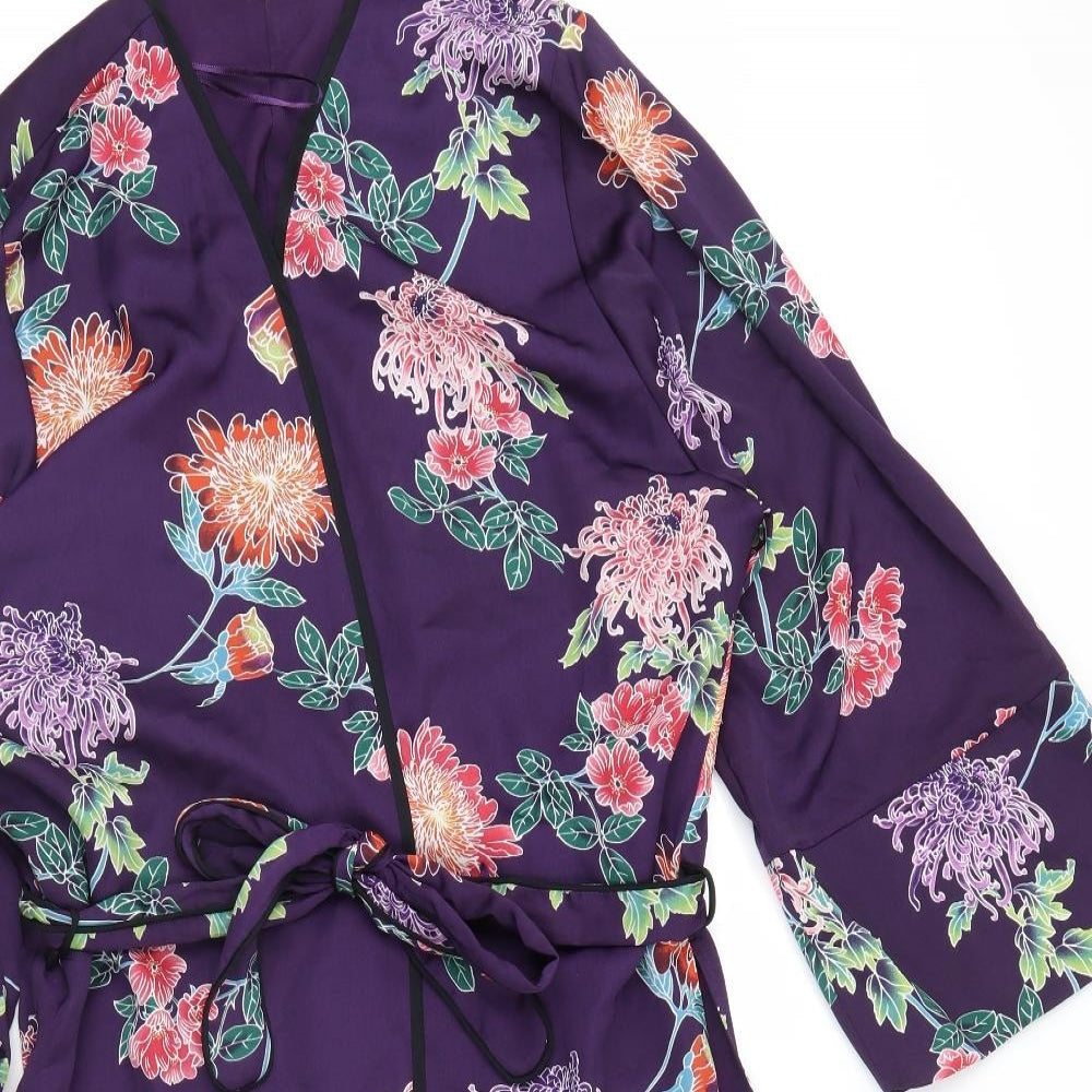 m&s Womens Purple Floral  Cami Robe Size 12