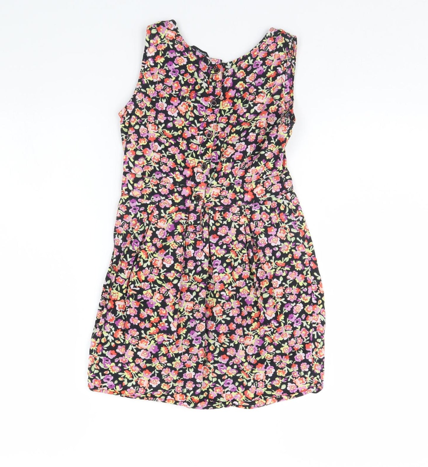 George Girls Black Floral  Shift  Size 7 Years