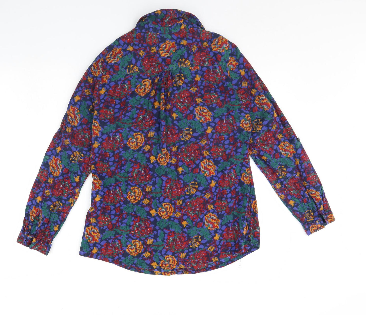 Isle Essentials  Womens Blue Floral  Basic Button-Up Size 12
