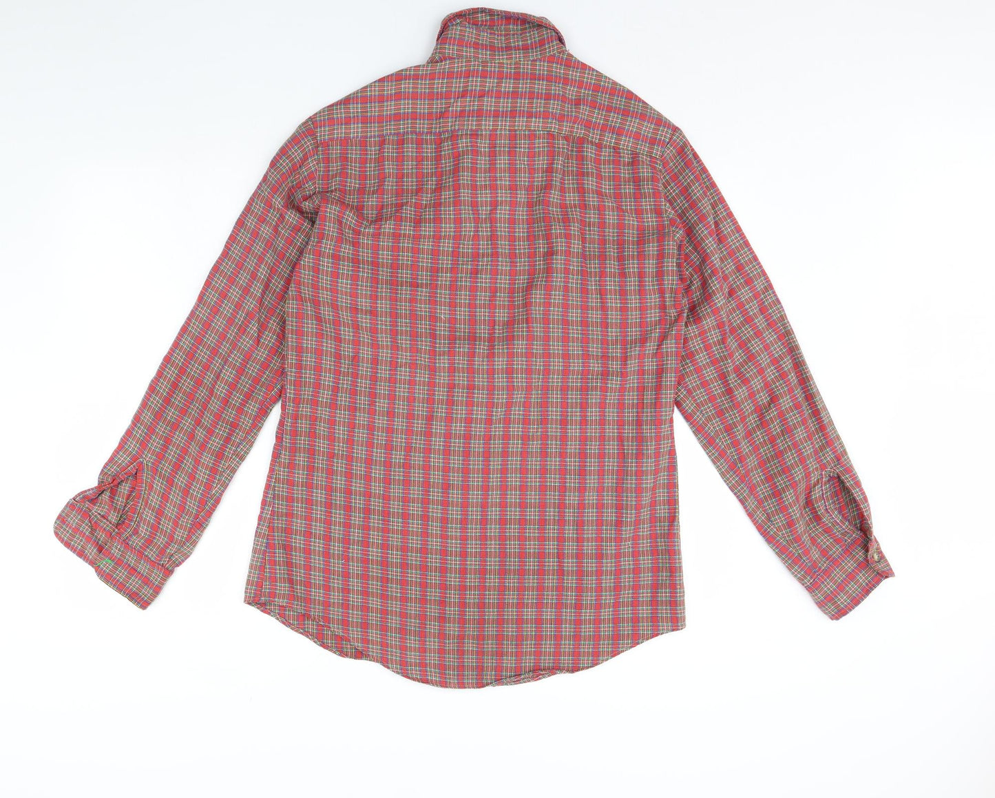 Thumbs up Mens Red Check   Dress Shirt Size M