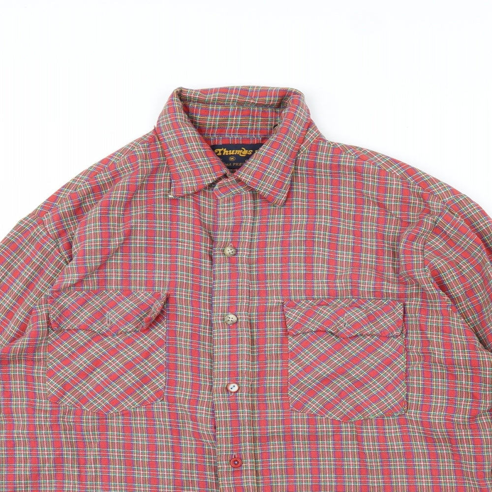 Thumbs up Mens Red Check   Dress Shirt Size M