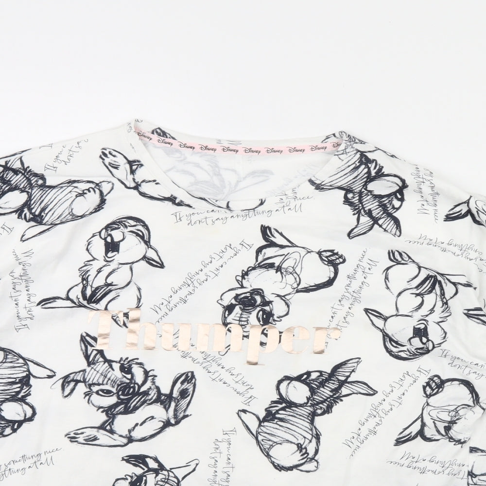 George Womens White Animal Print  Cami Pyjama Top Size 12  - Thumper Bambi