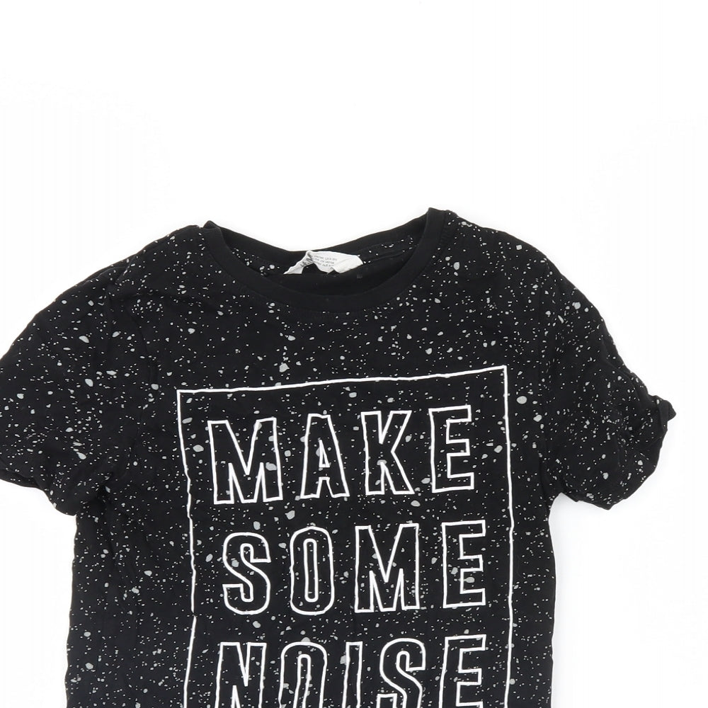H&M Boys Black Polka Dot  Basic T-Shirt Size 8 Years  - Make Some Noise