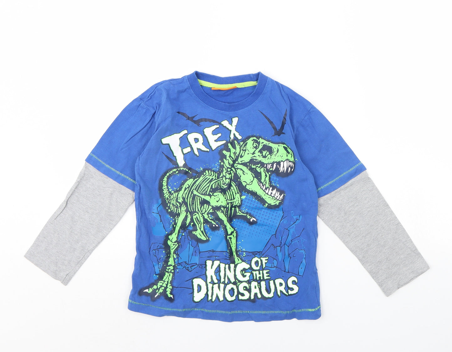 Duck & Dodge Boys Blue   Basic T-Shirt Size 6 Years  - Dinosaur