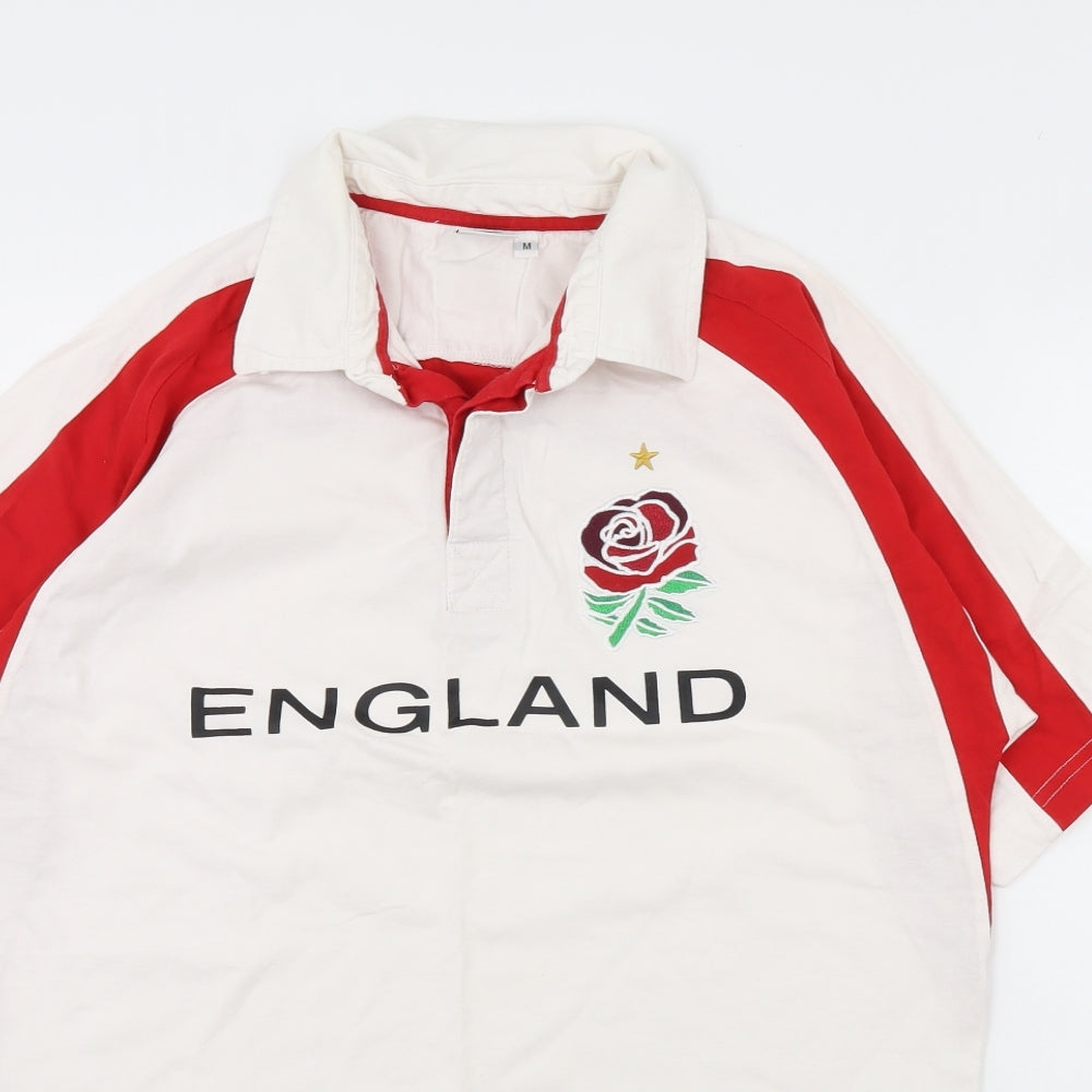 XV Mens White    Polo Size M  - England