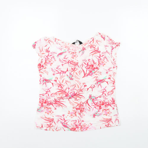 Dorothy Perkins Womens White Geometric  Basic T-Shirt Size 8