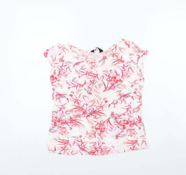 Dorothy Perkins Womens White Geometric  Basic T-Shirt Size 8