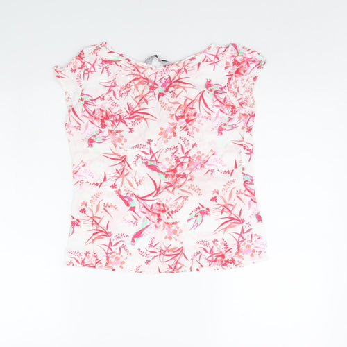 Dorothy Perkins Womens White Geometric  Basic T-Shirt Size 8