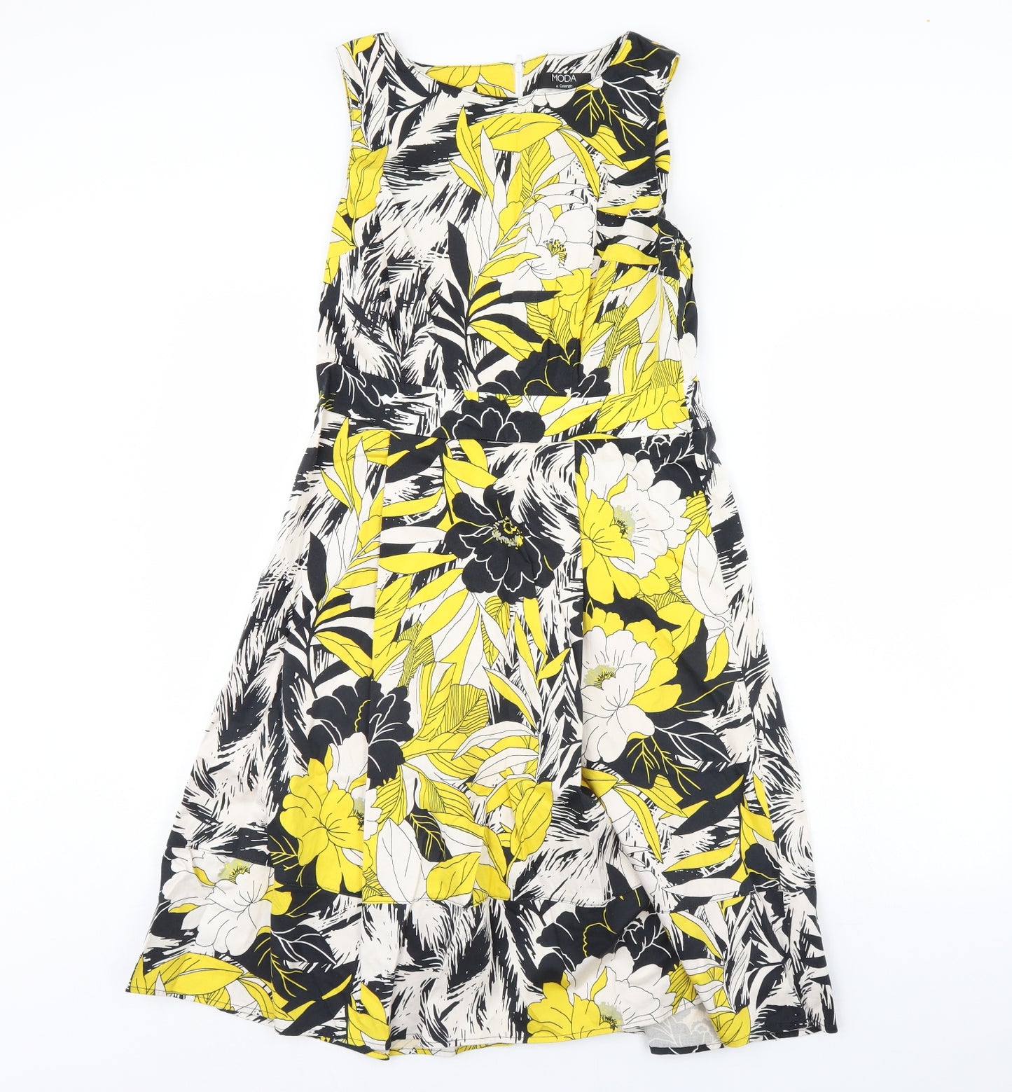 George Womens Yellow Floral  Fit & Flare  Size 12