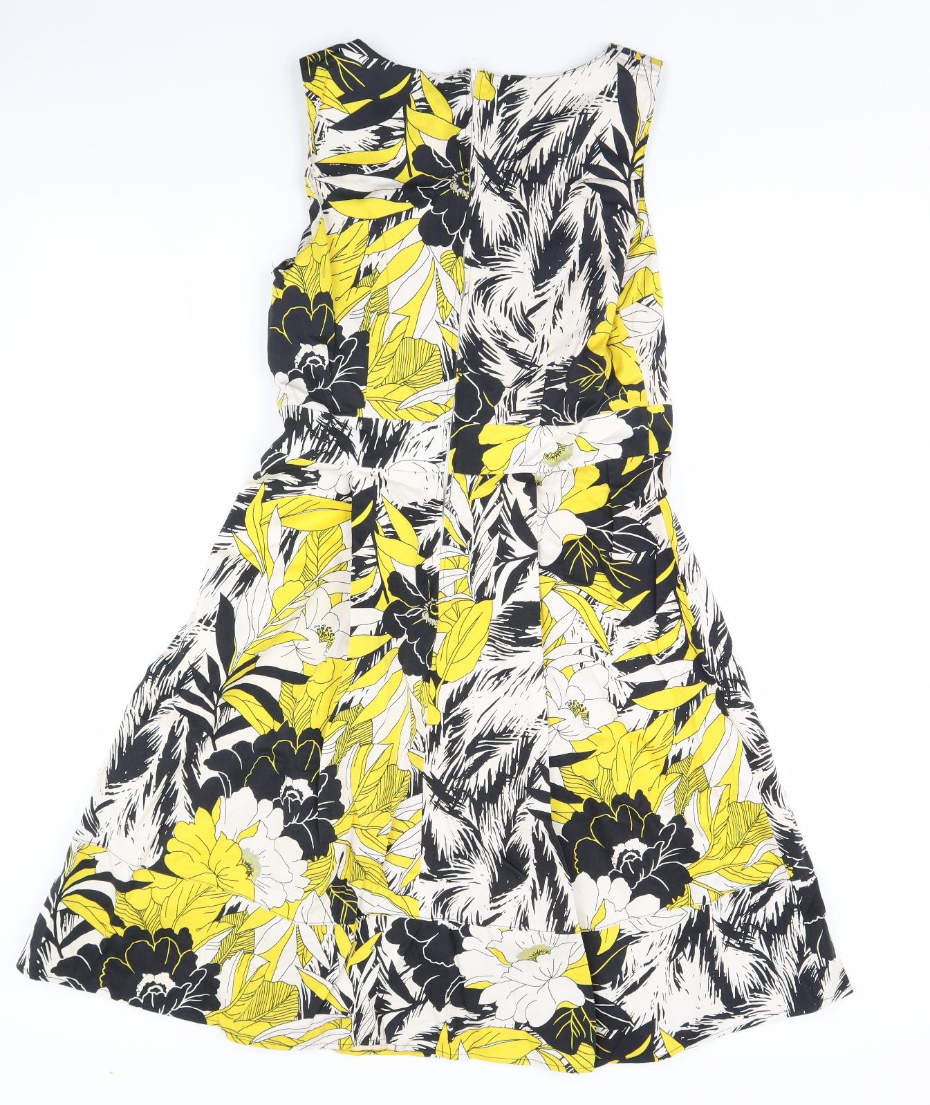 George Womens Yellow Floral  Fit & Flare  Size 12