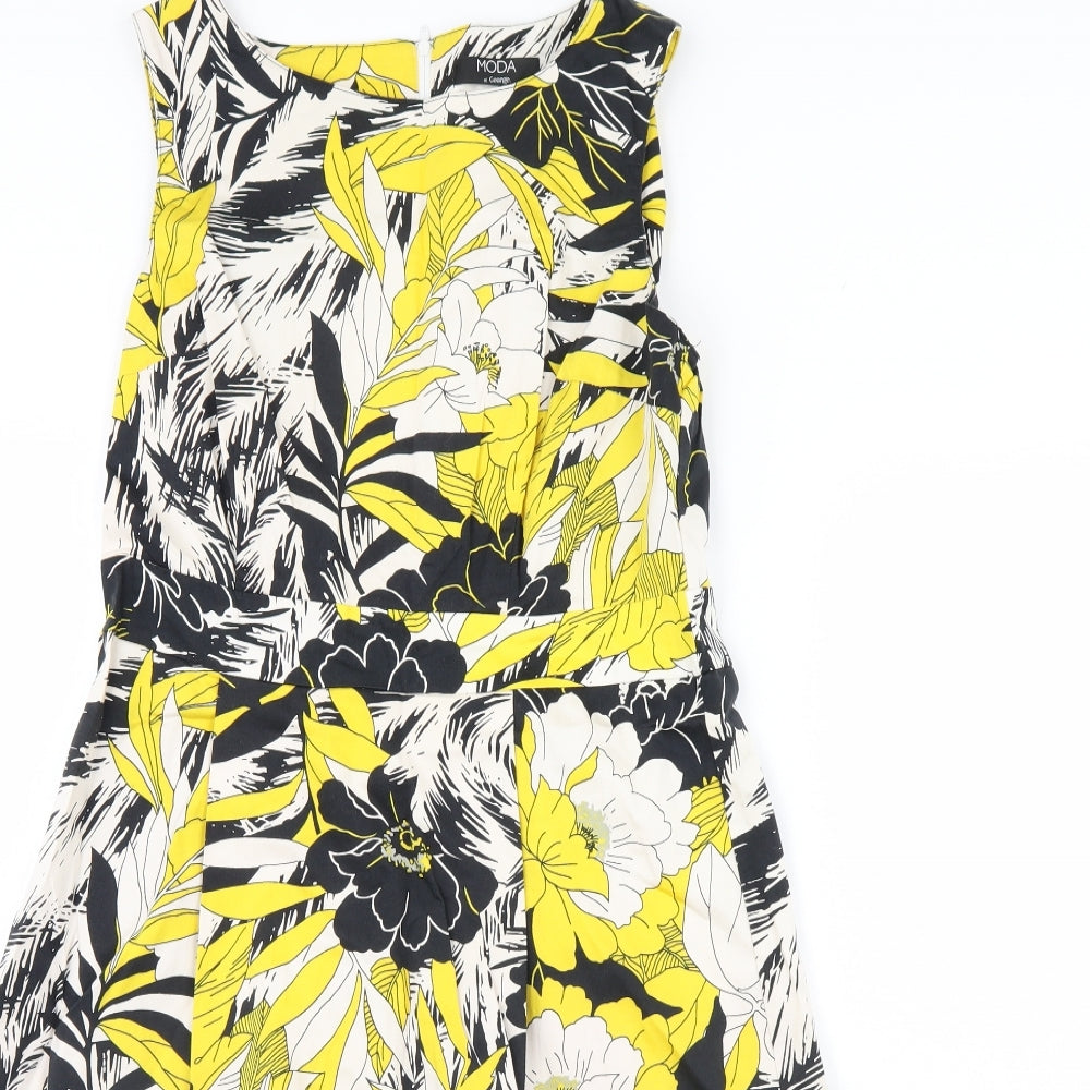 George Womens Yellow Floral  Fit & Flare  Size 12