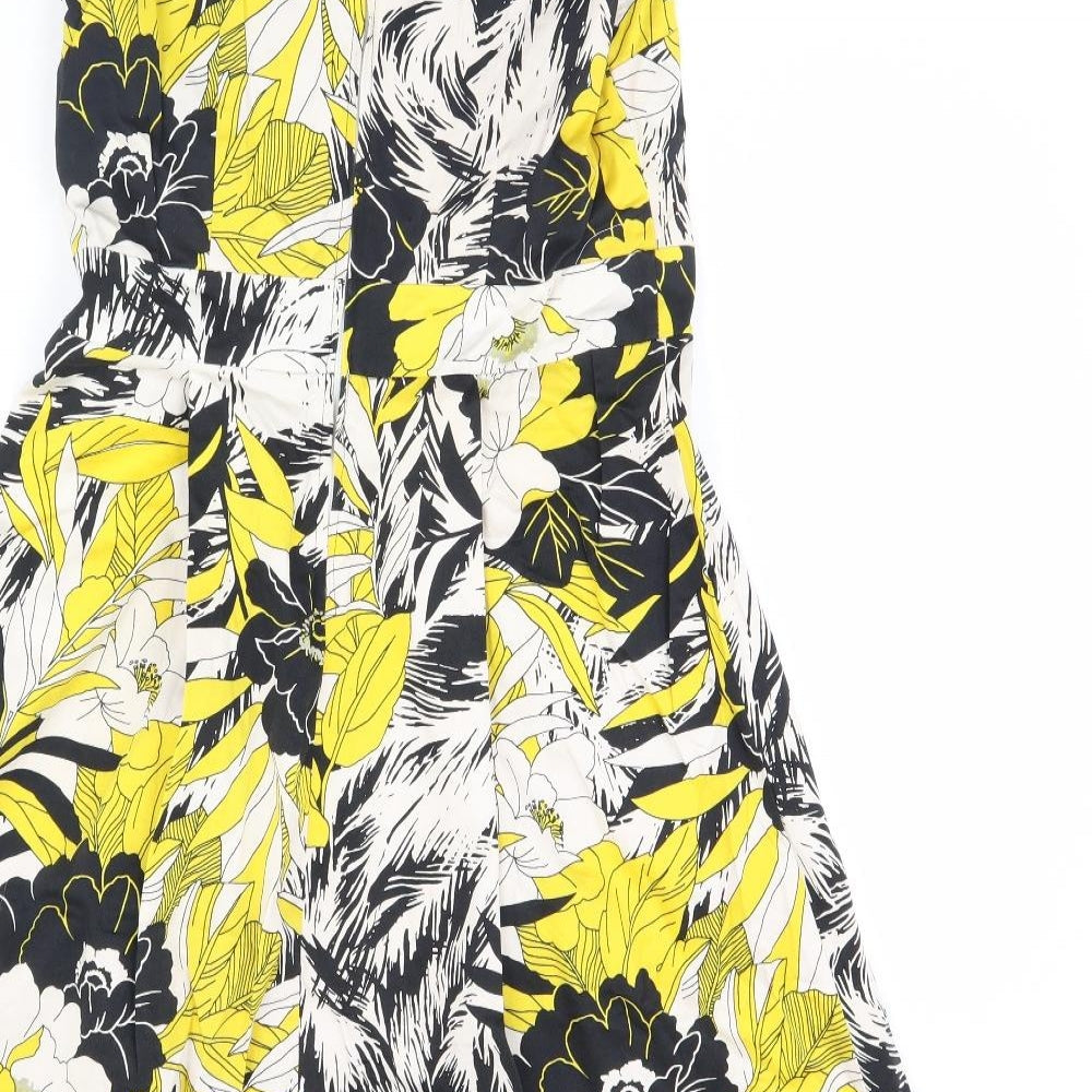 George Womens Yellow Floral  Fit & Flare  Size 12