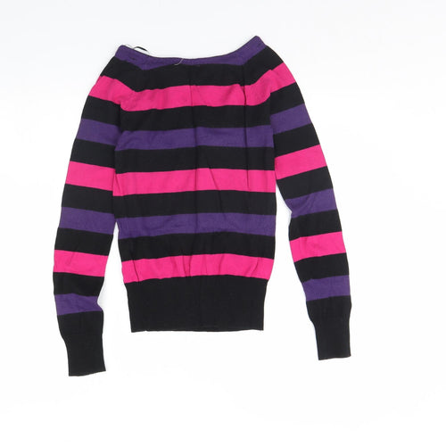 Divided Womens Black Striped  Pullover Jumper Size 6