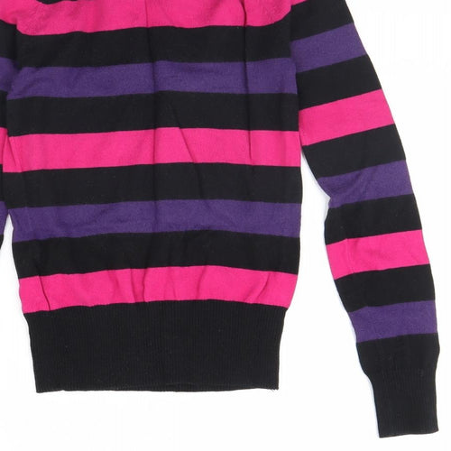 Divided Womens Black Striped  Pullover Jumper Size 6