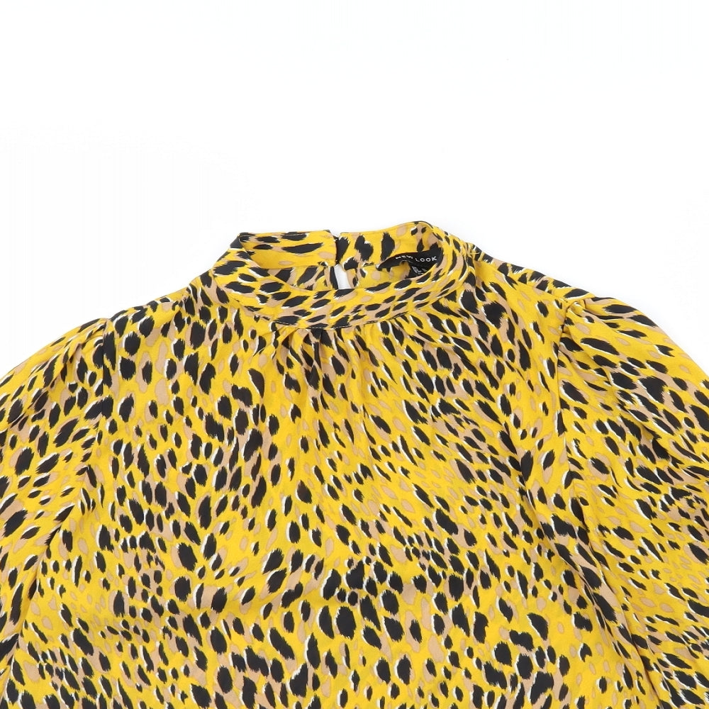 New Look Womens Yellow Animal Print  Basic Blouse Size 10