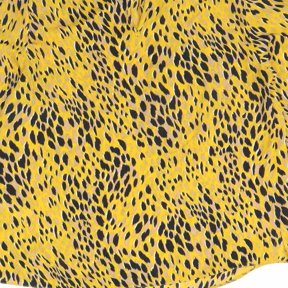 New Look Womens Yellow Animal Print  Basic Blouse Size 10
