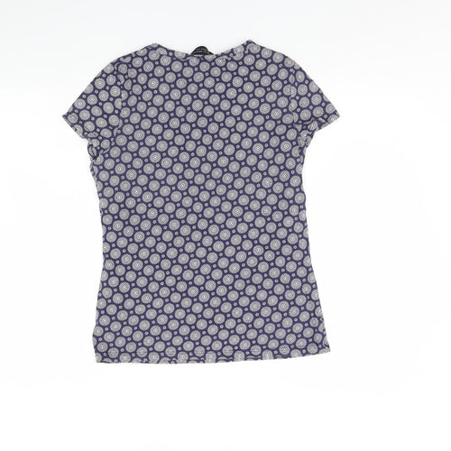 Dorothy Perkins Womens Blue Geometric  Basic T-Shirt Size 12