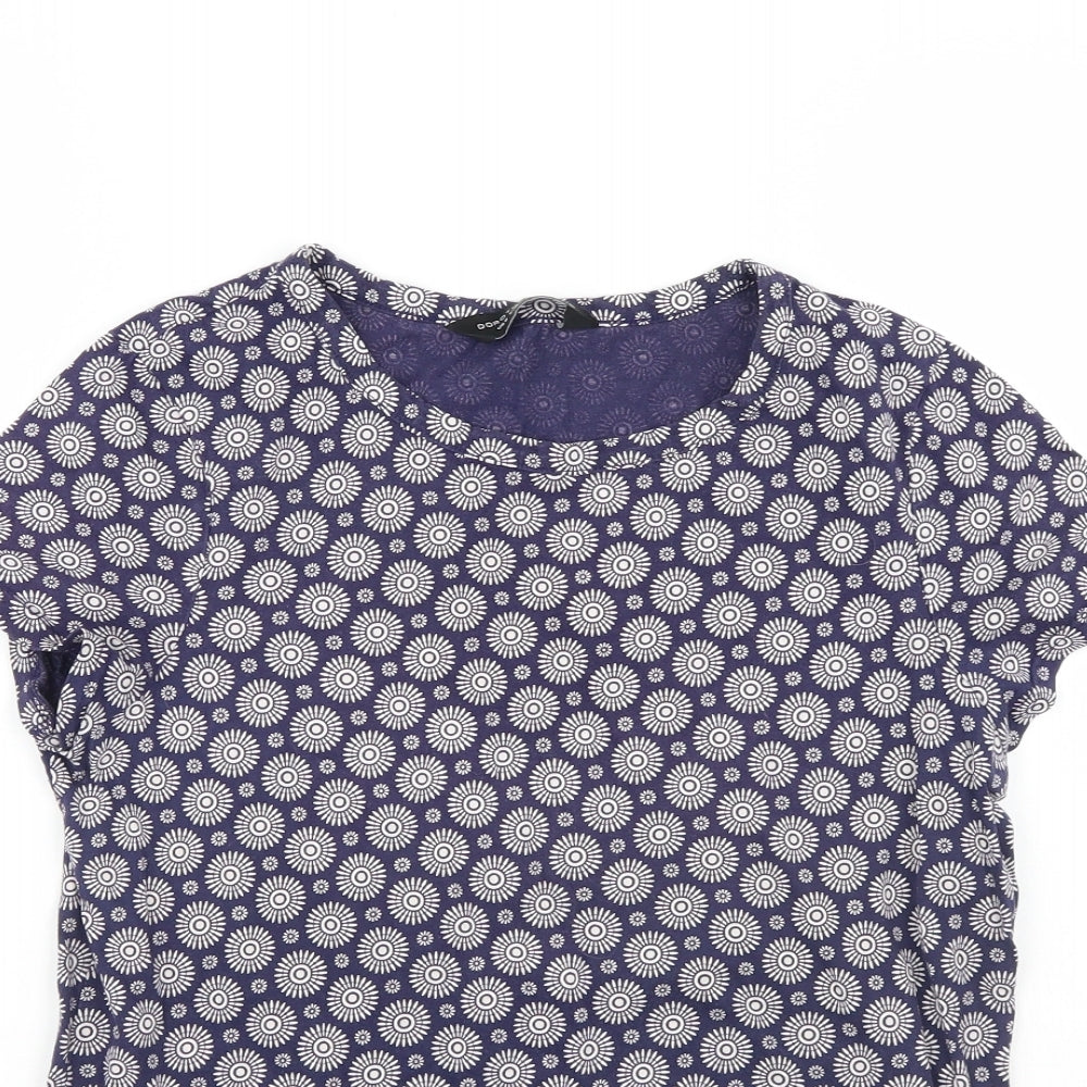 Dorothy Perkins Womens Blue Geometric  Basic T-Shirt Size 12