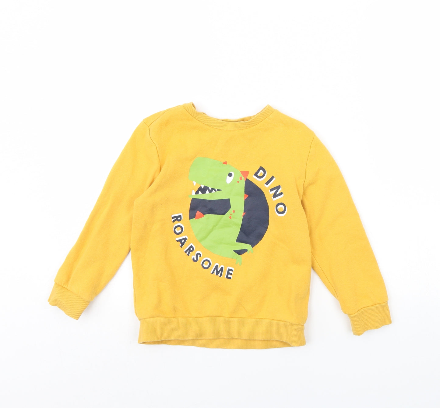 F&F Boys Yellow   Pullover Jumper Size 5 Years  - DInosaur