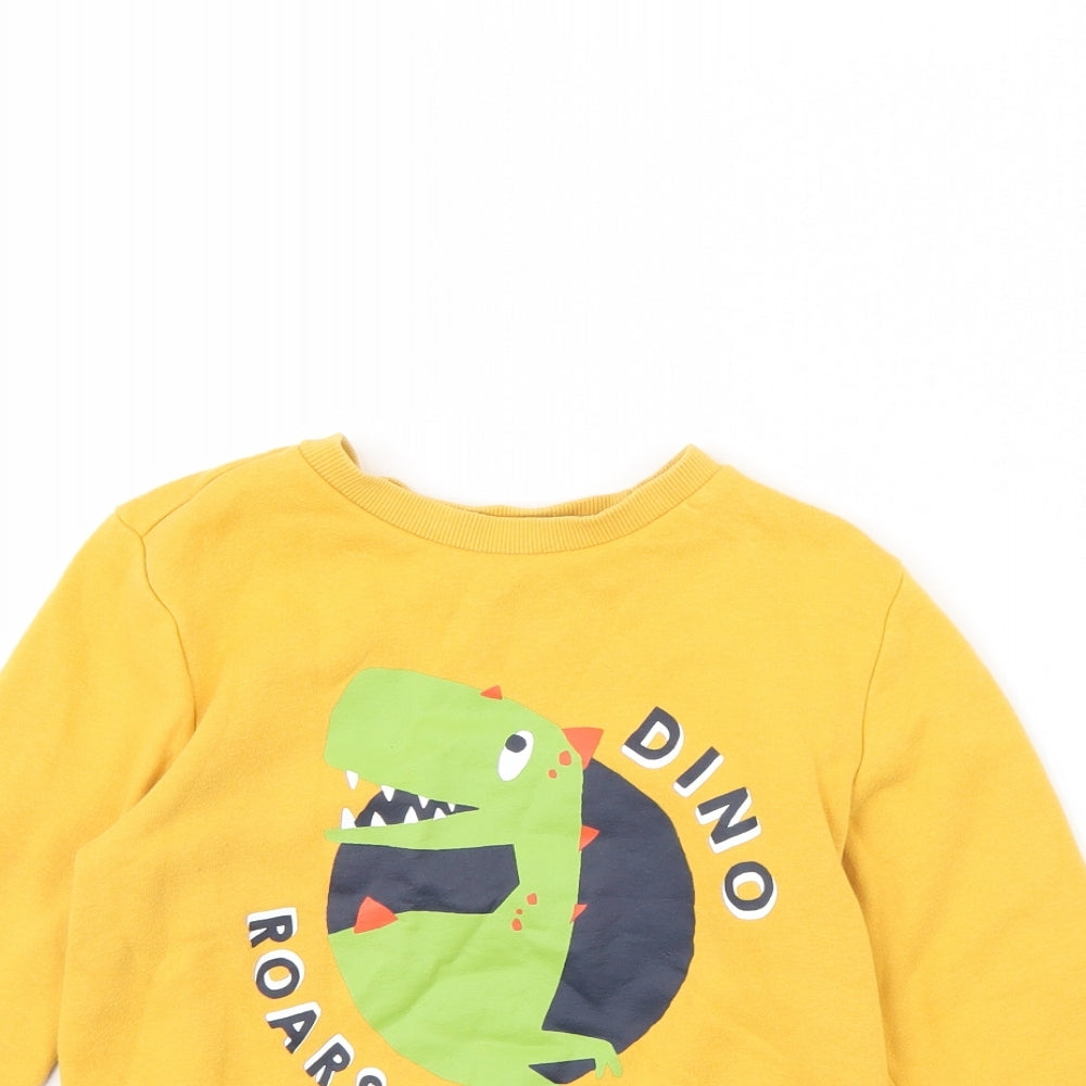 F&F Boys Yellow   Pullover Jumper Size 5 Years  - DInosaur