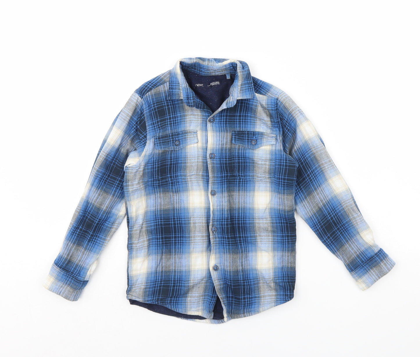 NEXT Boys Blue Check  Basic Button-Up Size 6 Years