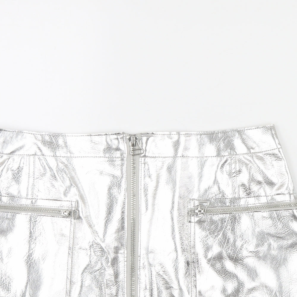 River Island Womens Silver   Mini Skirt Size 14