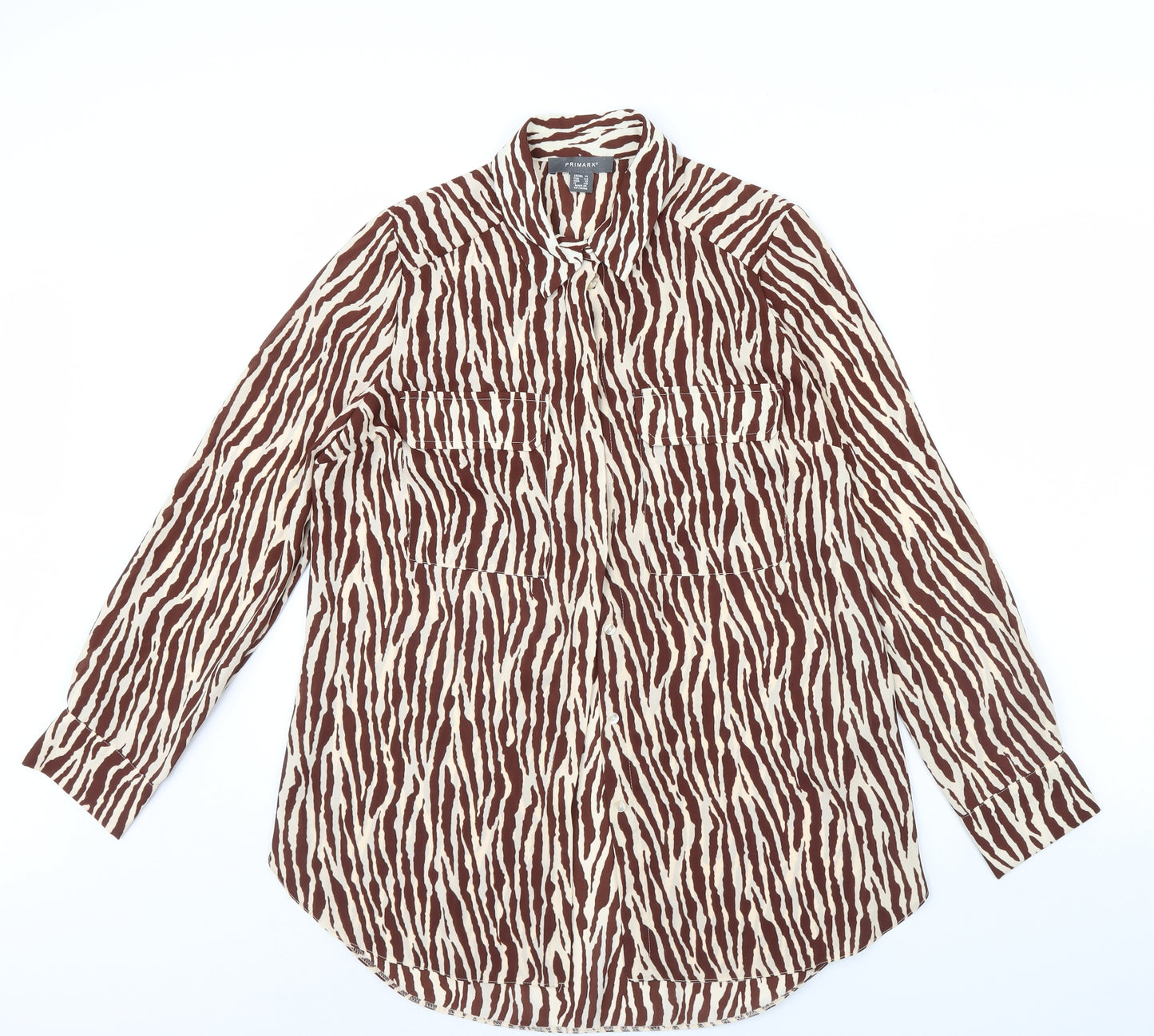 Primark Womens Brown Animal Print  Basic Button-Up Size 14