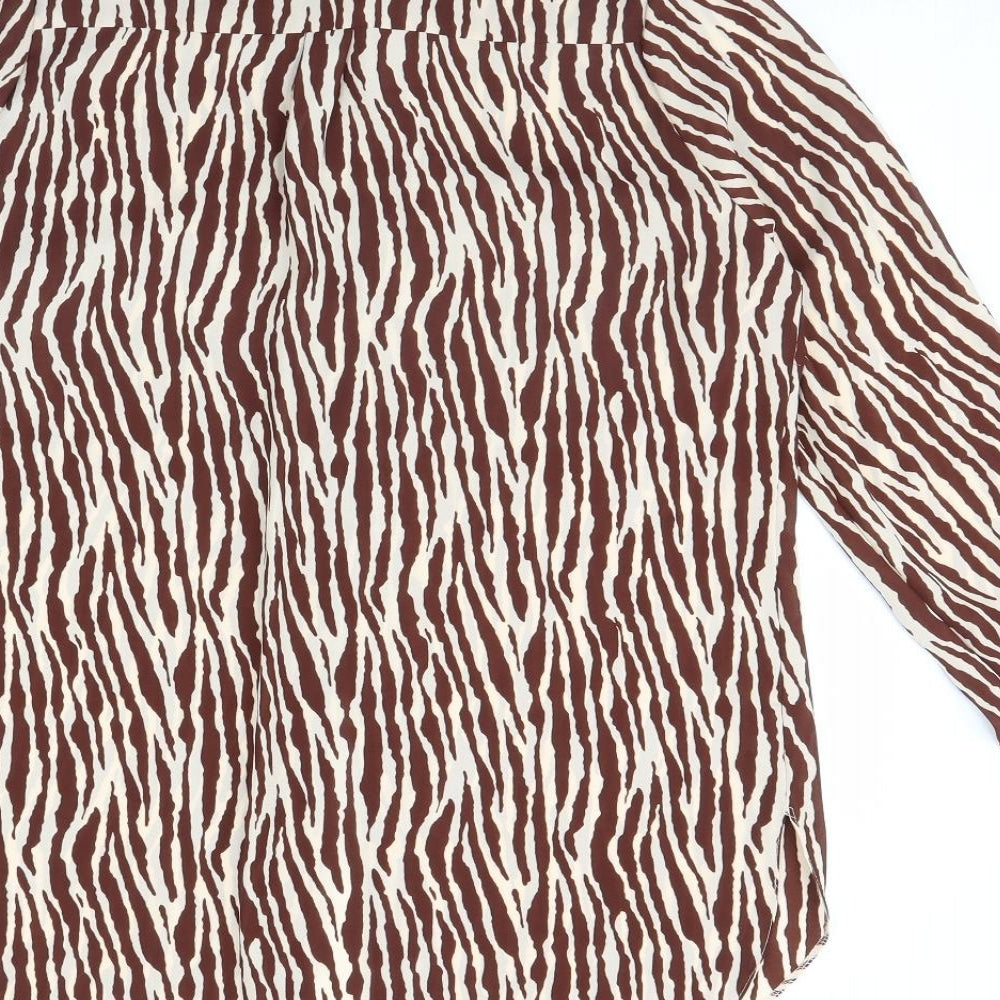 Primark Womens Brown Animal Print  Basic Button-Up Size 14