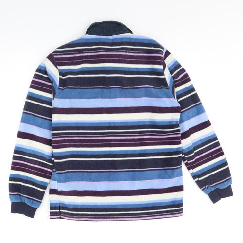 Cotton Traders Womens Blue Striped Fleece Jacket  Size S