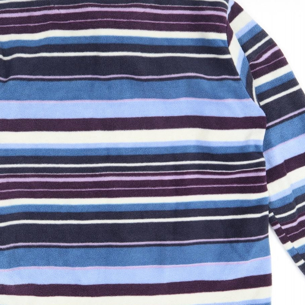 Cotton Traders Womens Blue Striped Fleece Jacket  Size S
