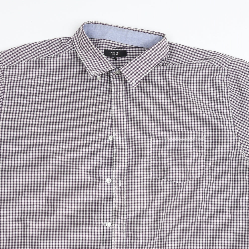 Thomas Nash Mens White Check   Button-Up Size XL