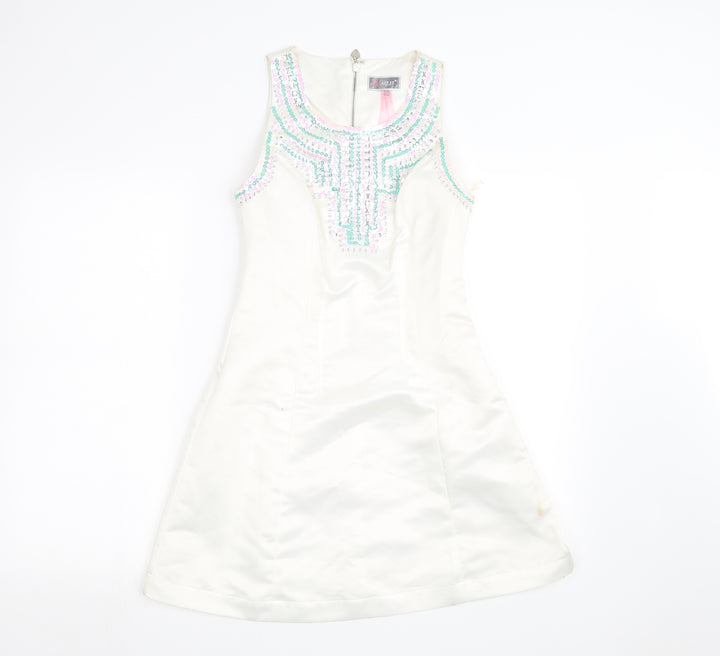 Lipsy Womens White A-Line Size 8