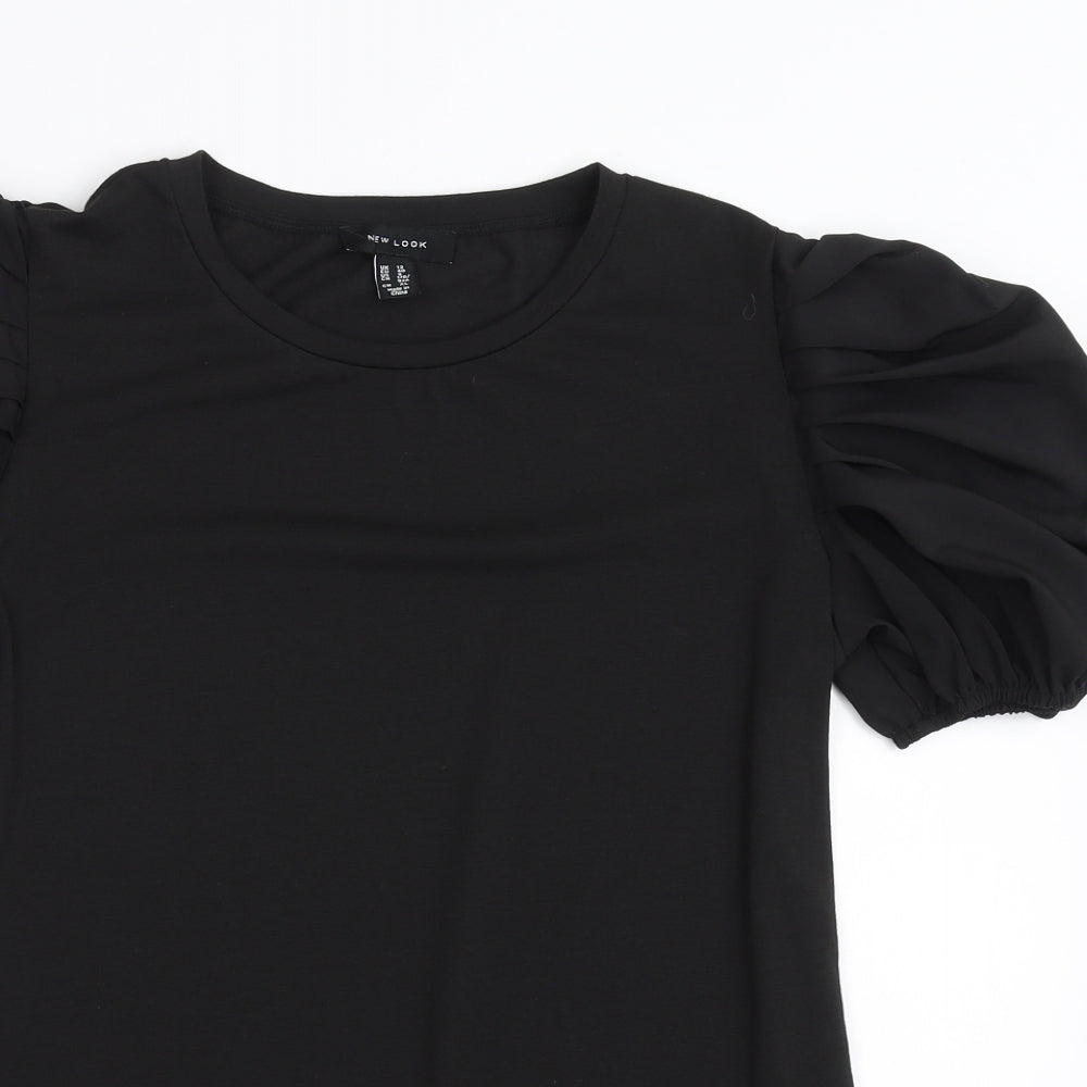 New Look Womens Black   Basic T-Shirt Size 12  - Frilled Sleeves