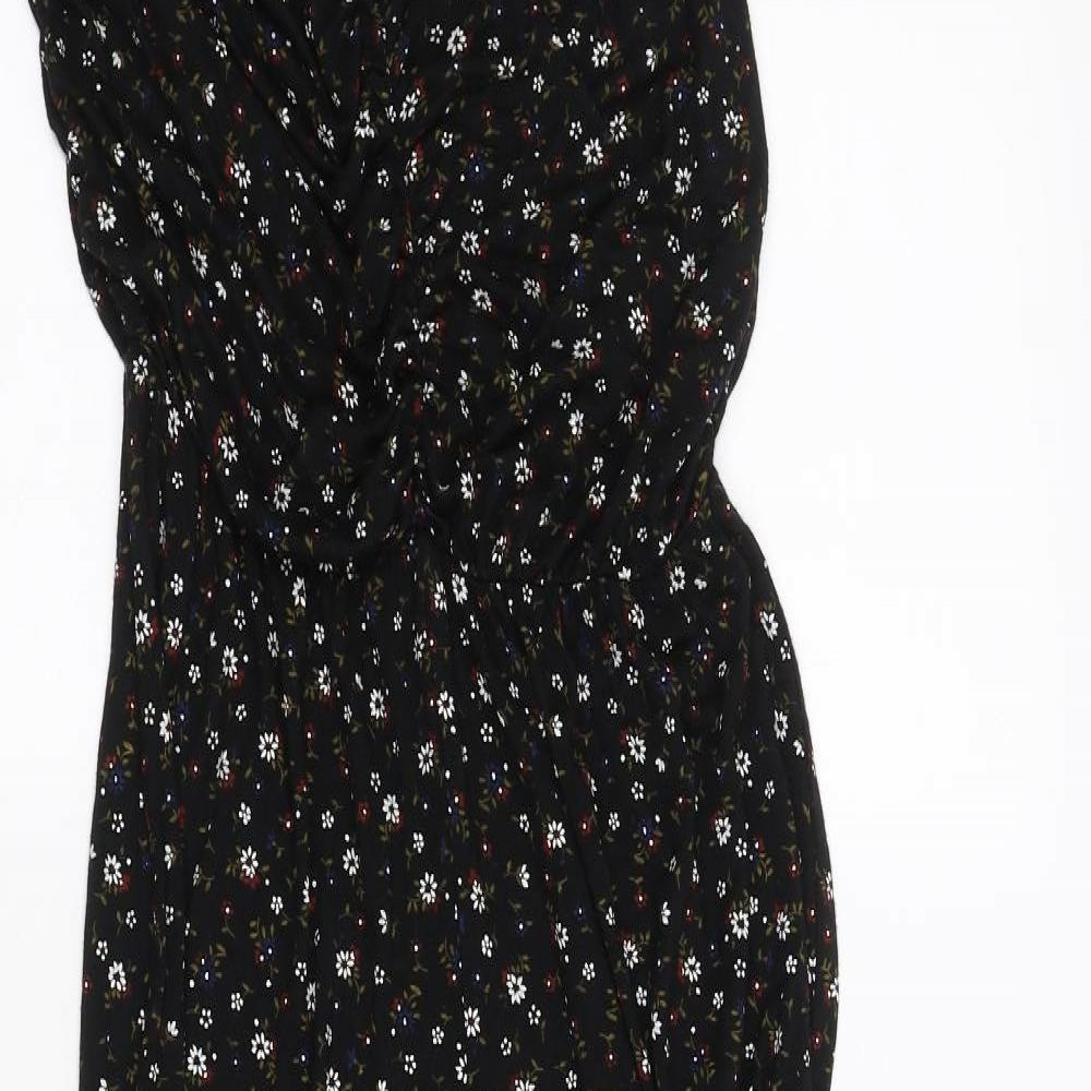 New Look Womens Black Floral  Jumpsuit One-Piece Size 14